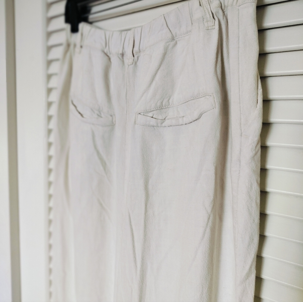 Free People Women's Linen Viscose Pleated Wide Leg Pants Pockets Size Small - Picture 5 of 11